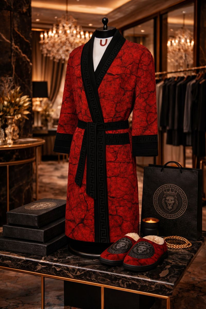 Red Stone - Men's Loose-fitting Bathrobe