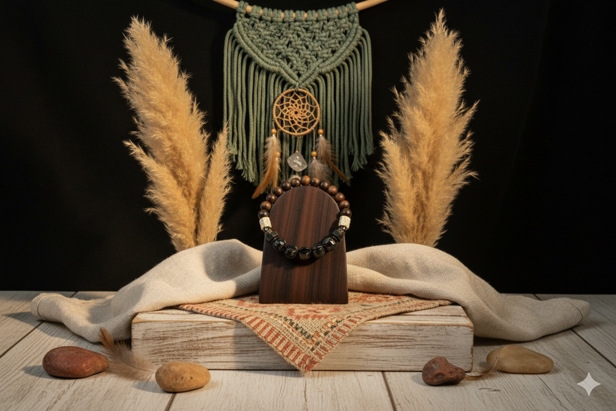 Red Tiger's Eye + Hematite Pacman Stone Bracelet