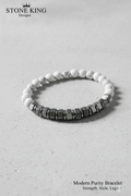 White Howlite + Hematite Stone Bracelet